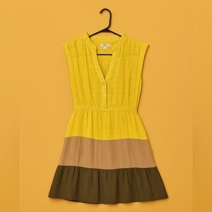 Umgee Los Angeles Color Block Tiered Sleeveless Dress (L) Mini Dress